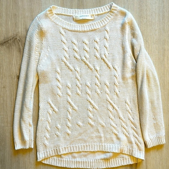 Zara Knit cream knit sweater size large - Picture 1 of 2